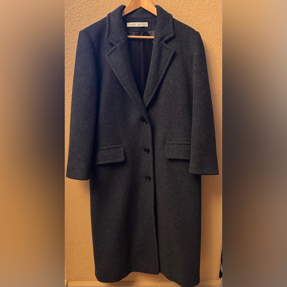 Larry Levine Trench Coat Wool Blend Gray 10/12